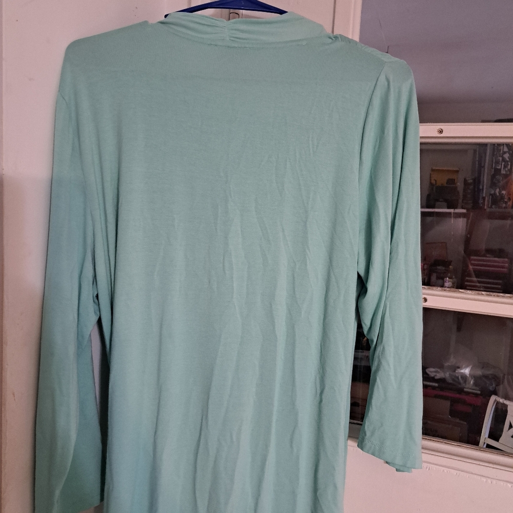 The LIMITED Green Wrap Style Stretch Long Sleeve Sz XL Blouse Top Pre-owed - Picture 3 of 4